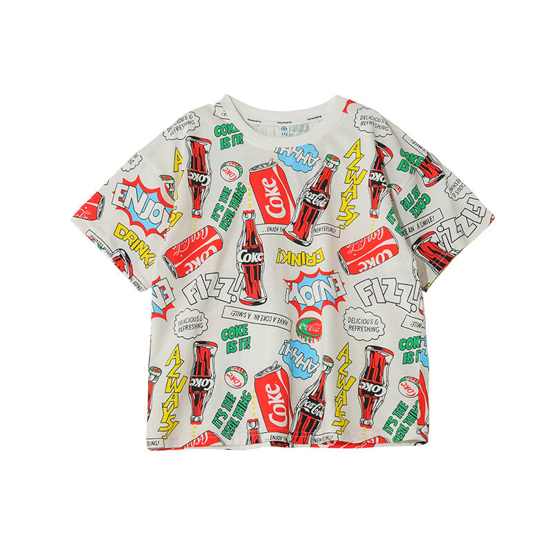 Children's Clothing Boys T-Shirt Summer New Style, Big Kids Korean Version Of Short-Sleeved Boy Western Style Hedging Tops, A Trendy One Drop Delivery