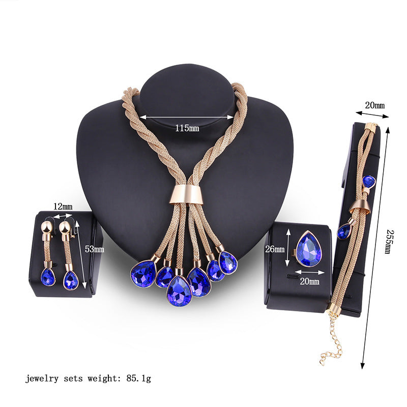 Necklac Earrings Jewellery Set Four-piece Gilded