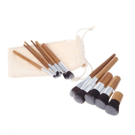 11 Bamboo Handle Makeup Brush Set